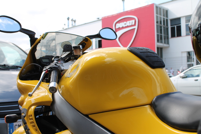 Parked out front the Ducati factory