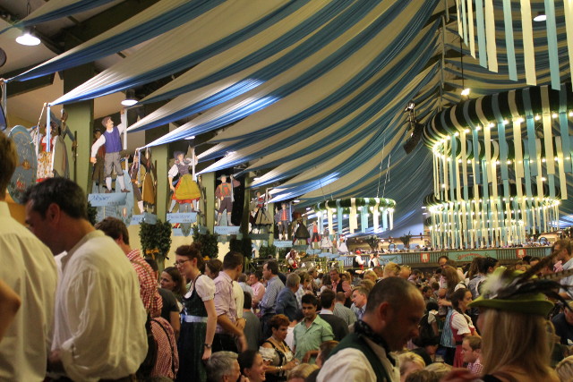 Inside one of the huge beer tents