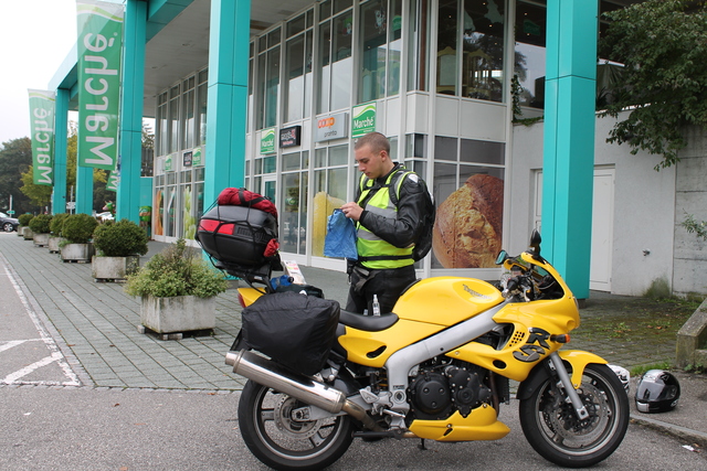 Cleaning my glasses at the service station in Switzerland